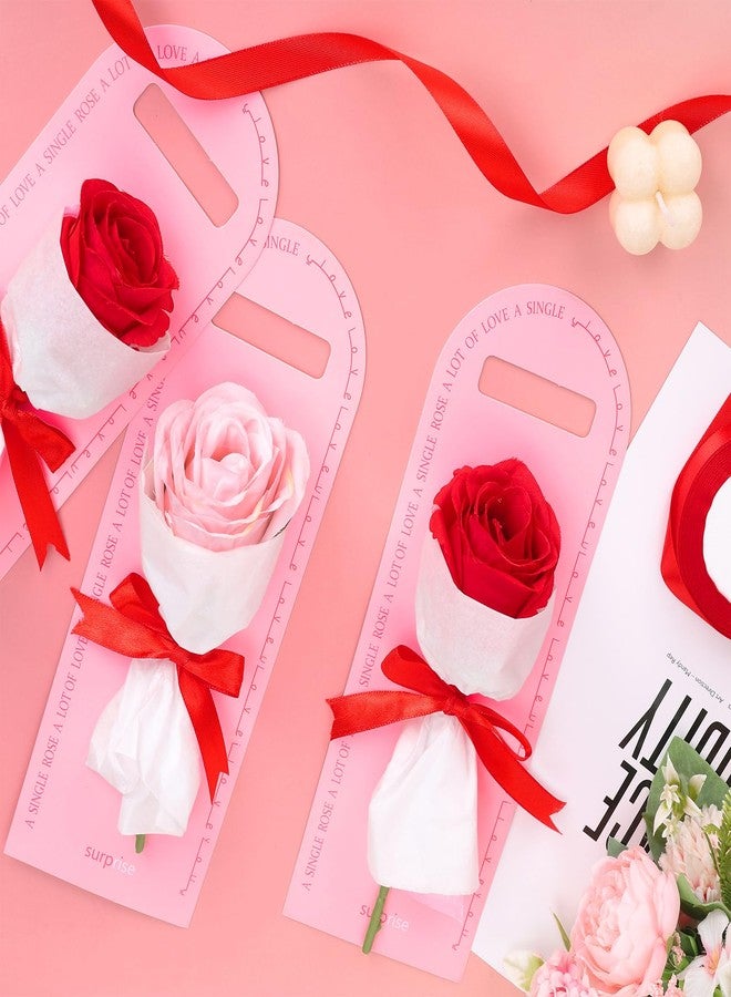 Whaline 50 Set Flower Boxes Valentine's Day Flower Single Packaging Bag with Ribbon Tissue Paper Flower Bouquet Florist Portable Box Creative Decor for Mother's Day Wedding Birthday Party Gift Wrap - Image 4